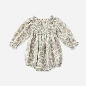 Quincy Mae Eden Romper, Green Floral, 3-6M